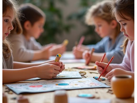 Taller de manualidades para niños en Valencia con técnicas artísticas